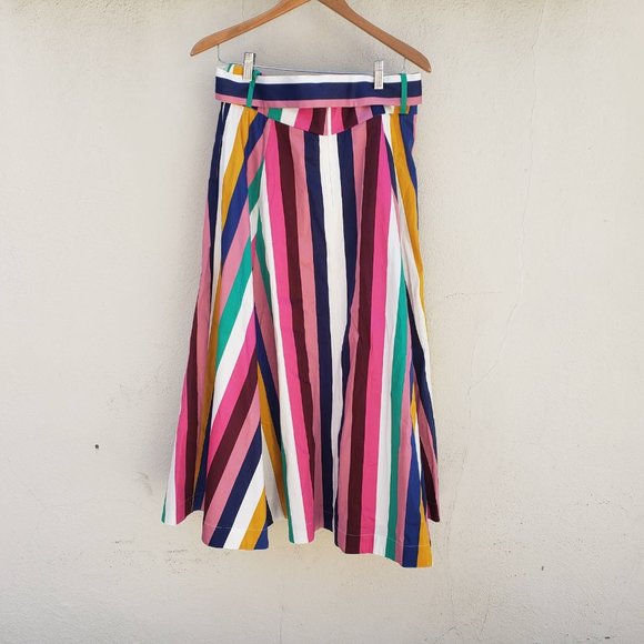 Boden Brooke Blue and Formica Stripe Belted Skirt - Picture 8 of 13